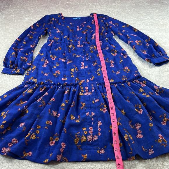 Draper James RSVP boho blue floral print prairie dress, size small - Picture 4 of 10
